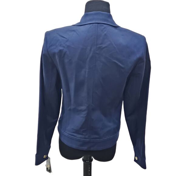 Rafaella Vintage Nautical Blue Stretch Cropped Jacket Shoulder Pads Size 10 - Picture 2 of 12